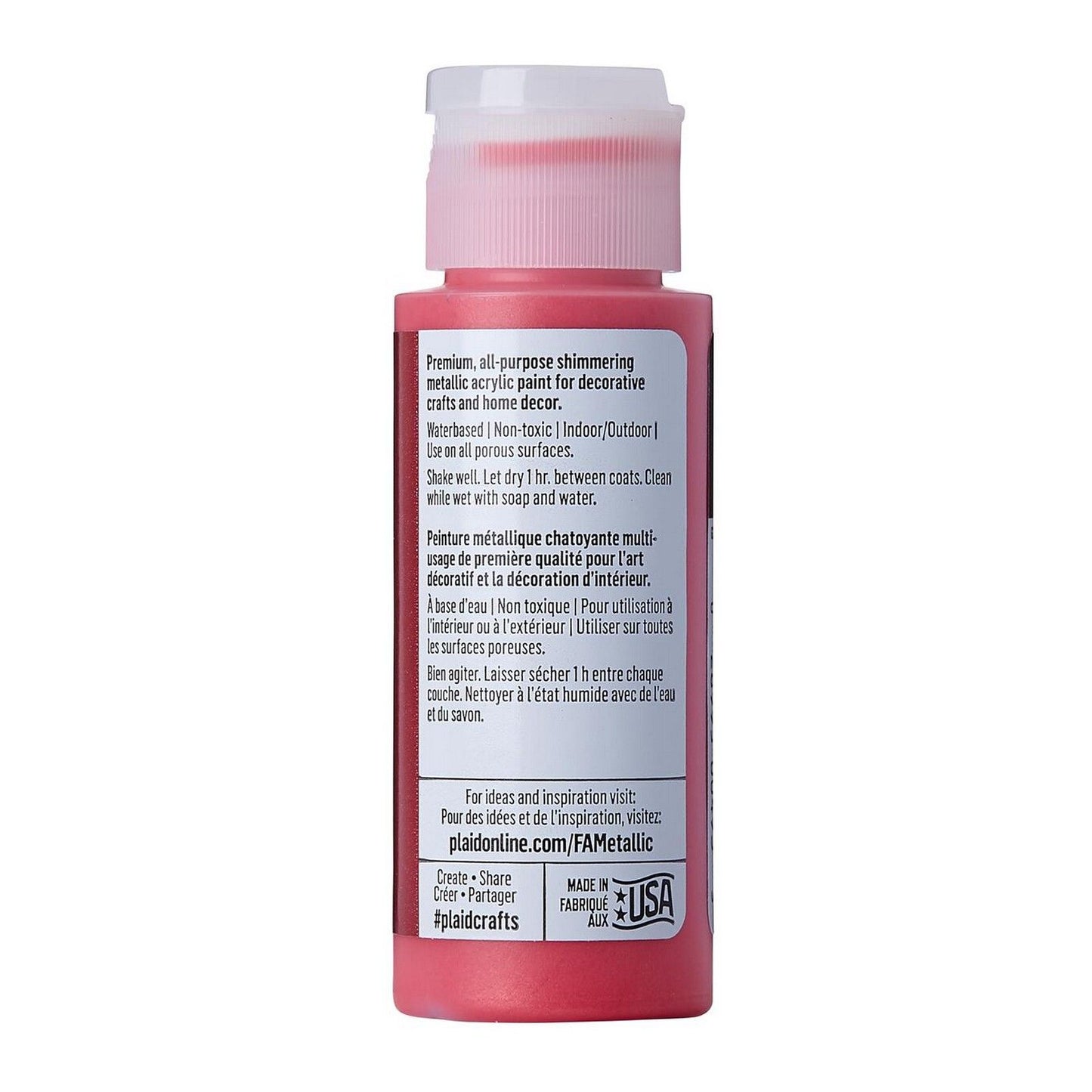 Folkart • peinture acrylique métallisée rouge vif 59ml