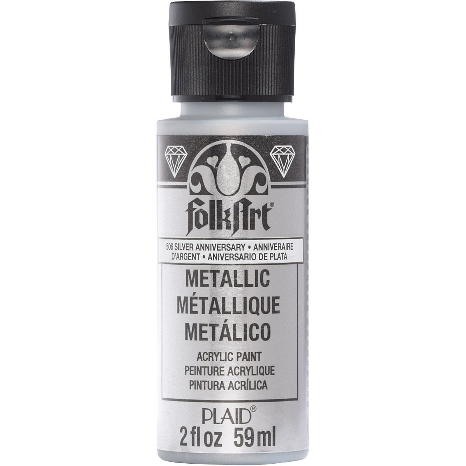 Folkart • peinture acrylique métallisée anniversaire argent 59ml