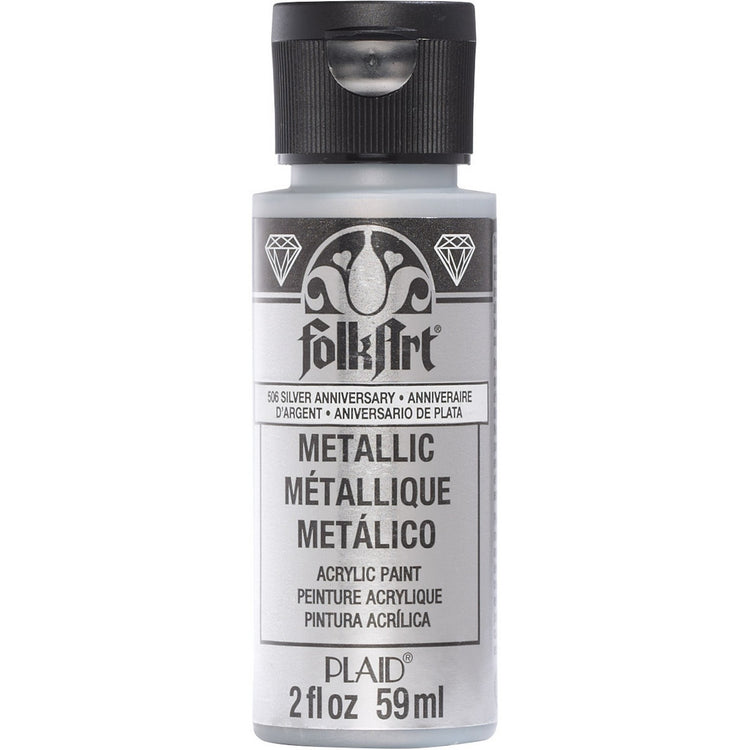 Folkart • peinture acrylique métallisée anniversaire argent 59ml