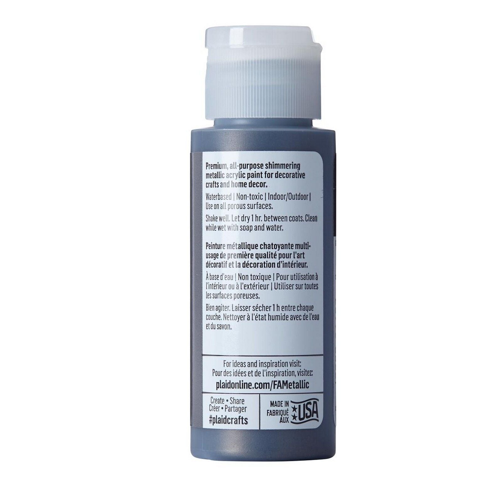 Folkart • peinture acrylique métallisée gris métallisé 59ml