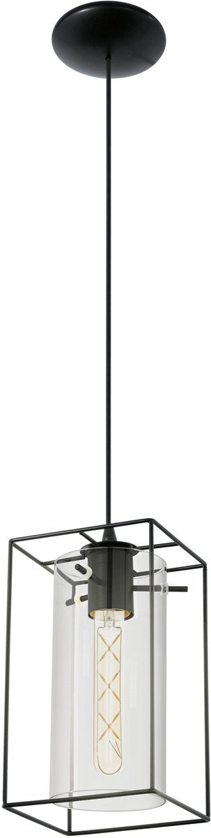 Eglo loncino - suspension - 1 lumière - noir - transparent