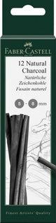 Faber-castell charbon de bois - pitt monochrome - épaisseur 5-8 mm - 12 pièces en boîte - fc-129298