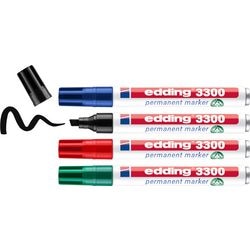 Marqueur permanent 3300 edding 1-5mm diagonale bleu, noir, rouge, vert 4 pièces