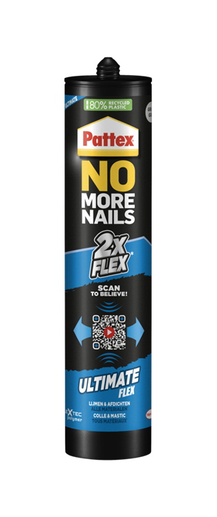 Pattex 1070178 - plus de clous ultime flex gris 390g | 6 pièces