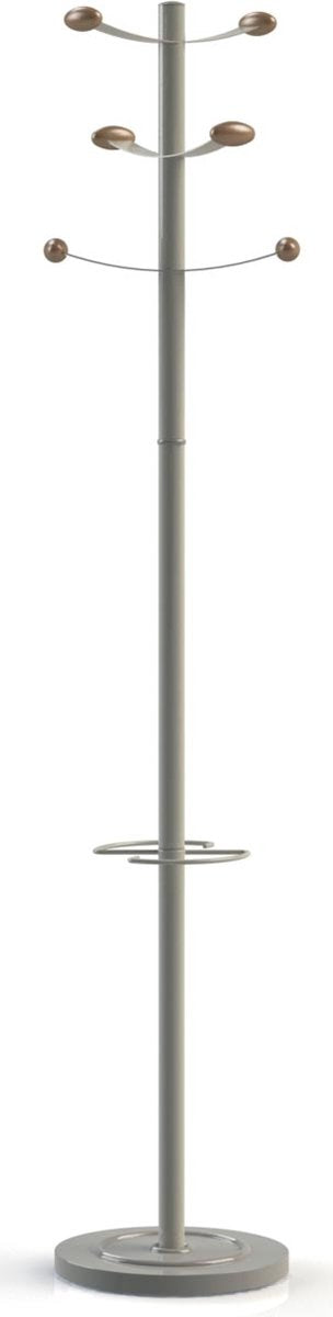 Porte-manteau Unilux bouquet, hauteur 175 cm, 6 patères, bois gris