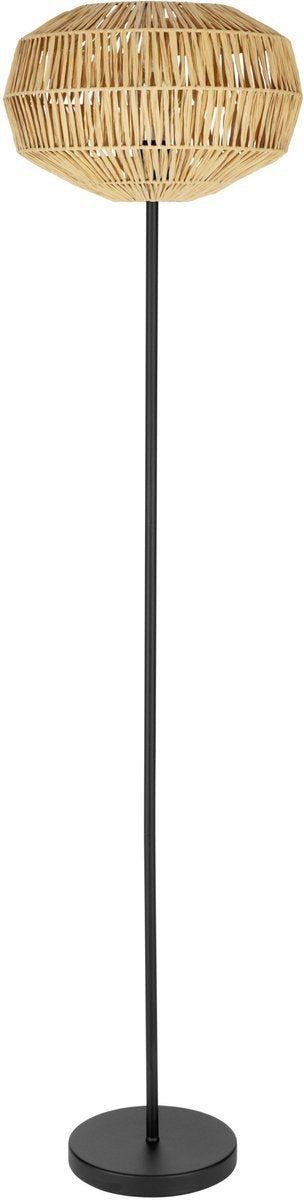 Lampadaire Eglo sheldon - e27 - 153,5 cm - noir marron naturel - papier