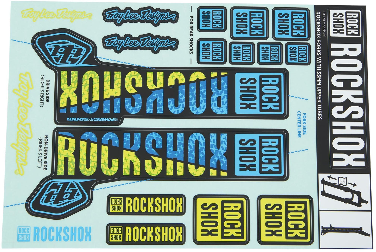 Decal rockshox ensemble bleu jaune