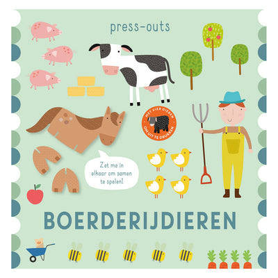 Rebo Publishers Cardboard Book Press-Outts Farm Dieren