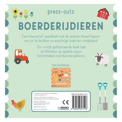 Rebo Publishers Cardboard Book Press-Outts Farm Dieren