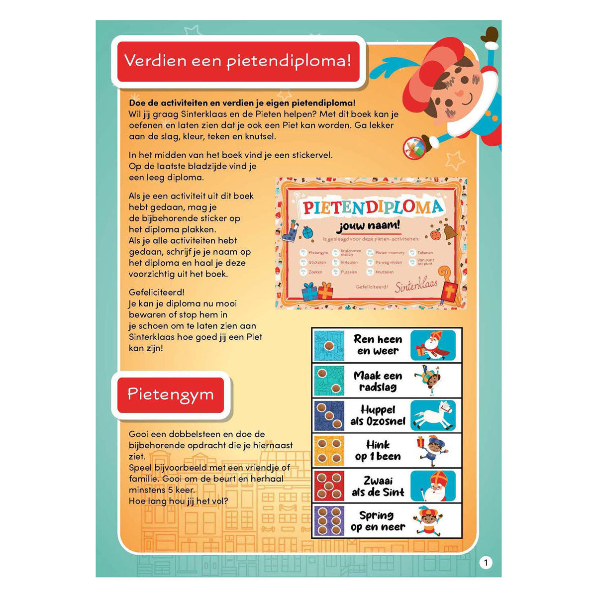Livre de diplôme Sinterklaas Pete des éditeurs Rebo avec autocollants