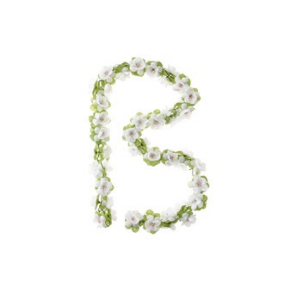 Guirlande de Basilic Roses - brin de fleurs - blanc