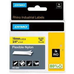 Ruban d'étiquettes Dymo Rhino noir sur jaune 19mm x 3,5m