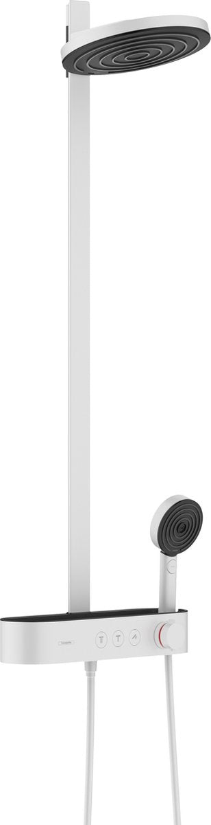 Hansgrohe pulsify s showerpipe 2jet mt tablette de douche select 400 blanc mat