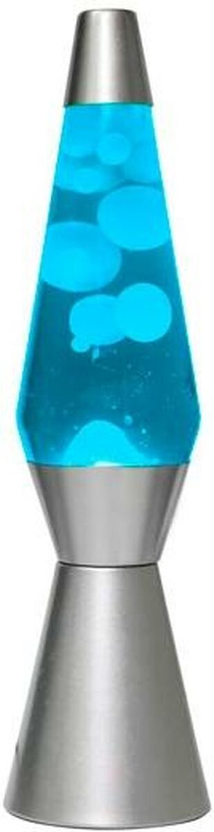 Lampe à lave I-total fusée - bleue avec lave blanche - 40 x 11 cm - verre aluminium -