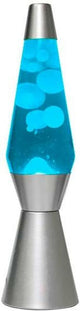 Lampe à lave I-total fusée - bleue avec lave blanche - 40 x 11 cm - verre aluminium -
