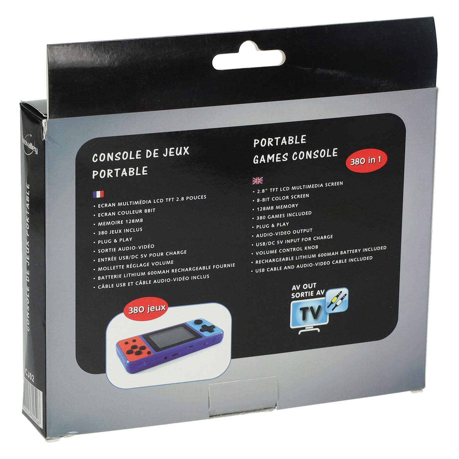 Console de jeux portable avec 380 jeux - rechargeable