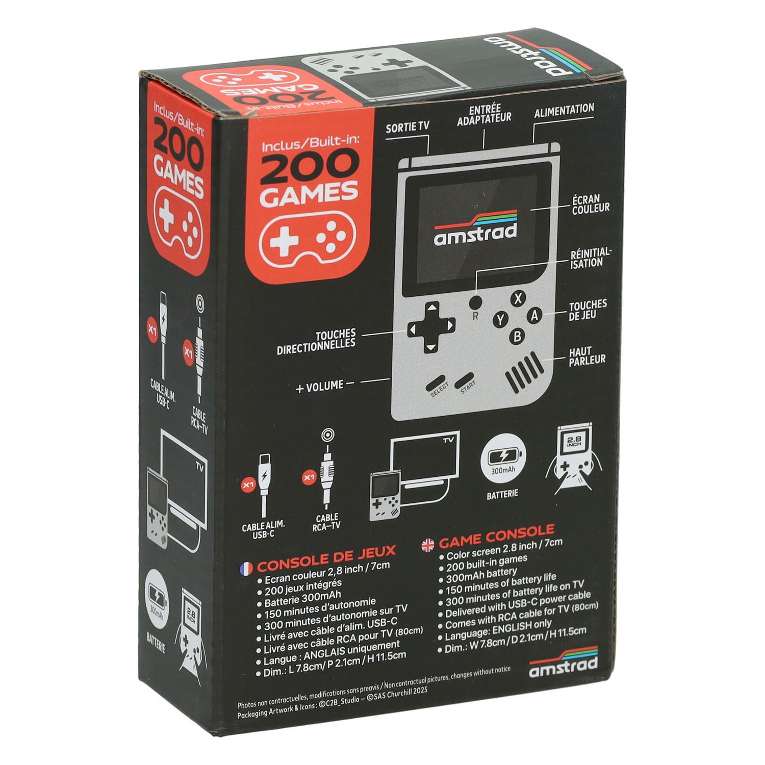 Gamebox - console de jeu portable avec 200 jeux - blanc