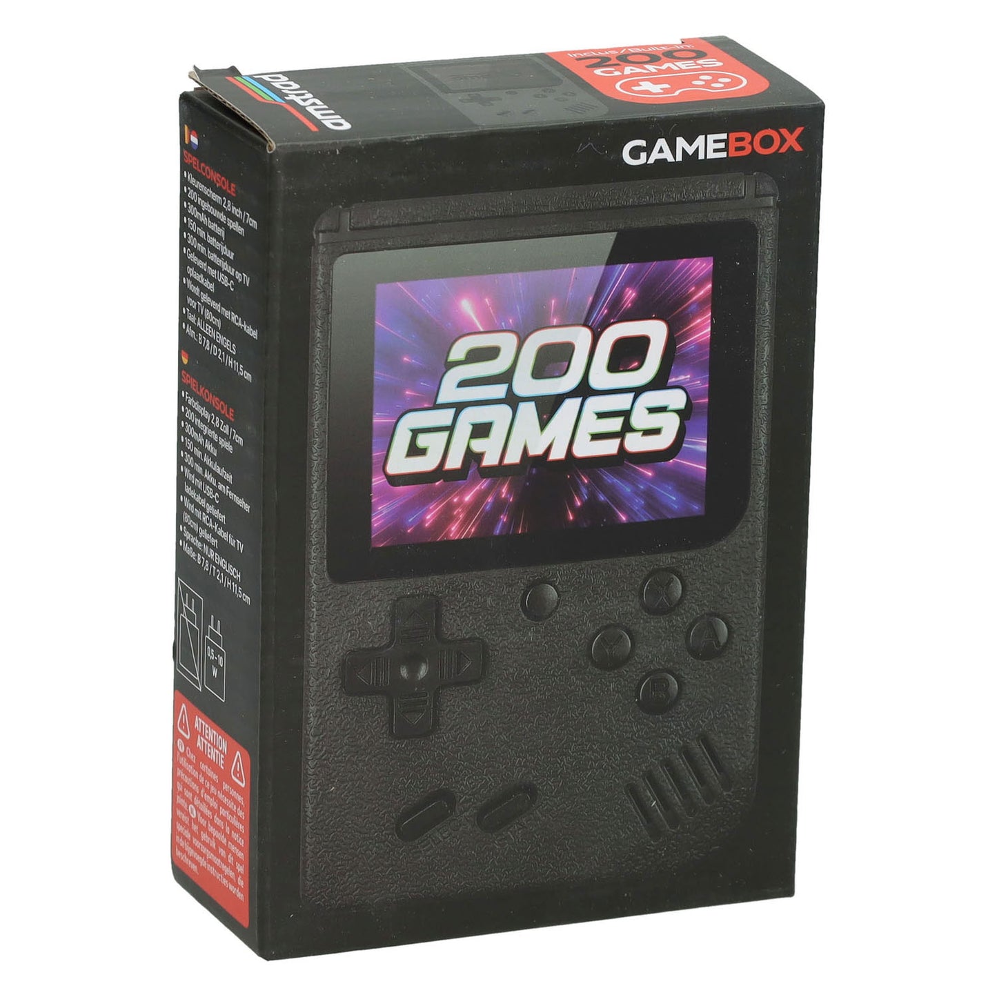 Gamebox - console de jeu portable avec 200 jeux - noir
