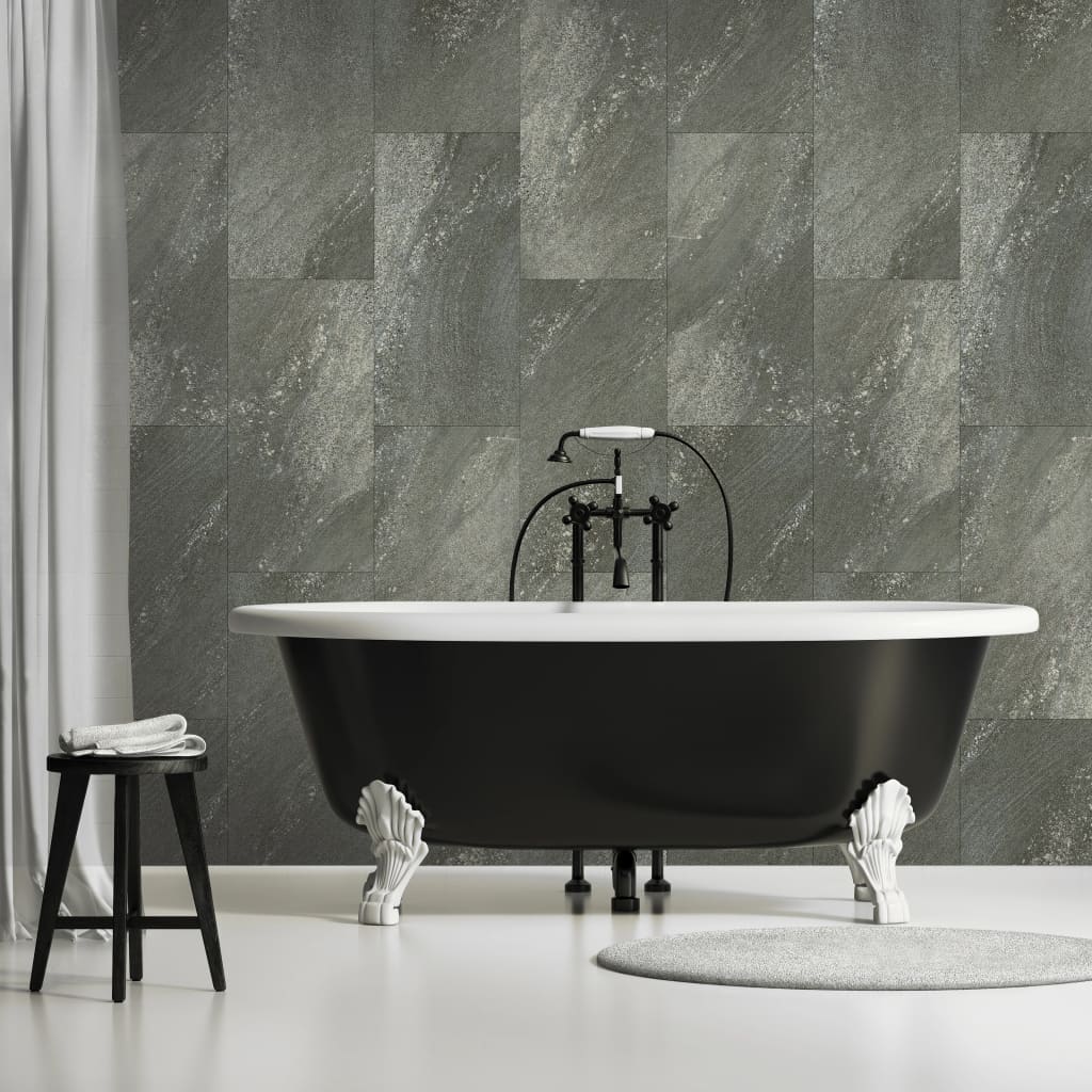 Grosfillex Grosfillex 11 st tuiles murales GX mur + pierre 30x60 cm gris foncé