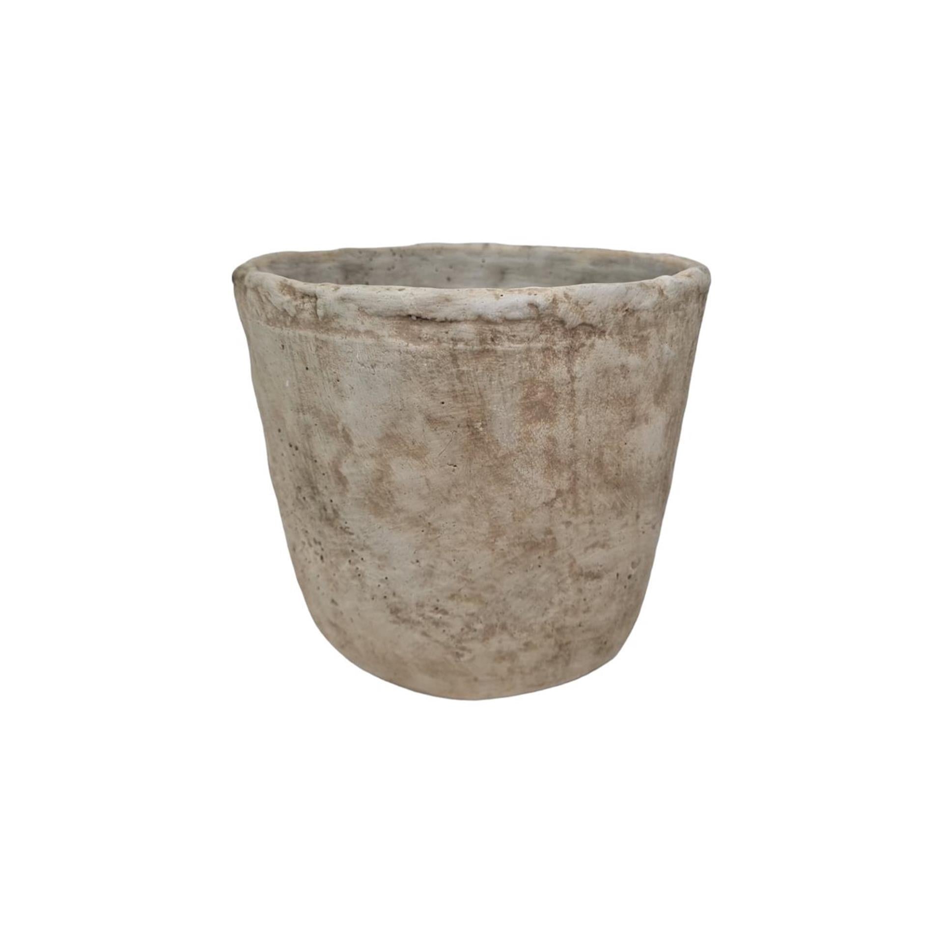 Pot de fleur ambiance manoir pierre crème 19x17cm