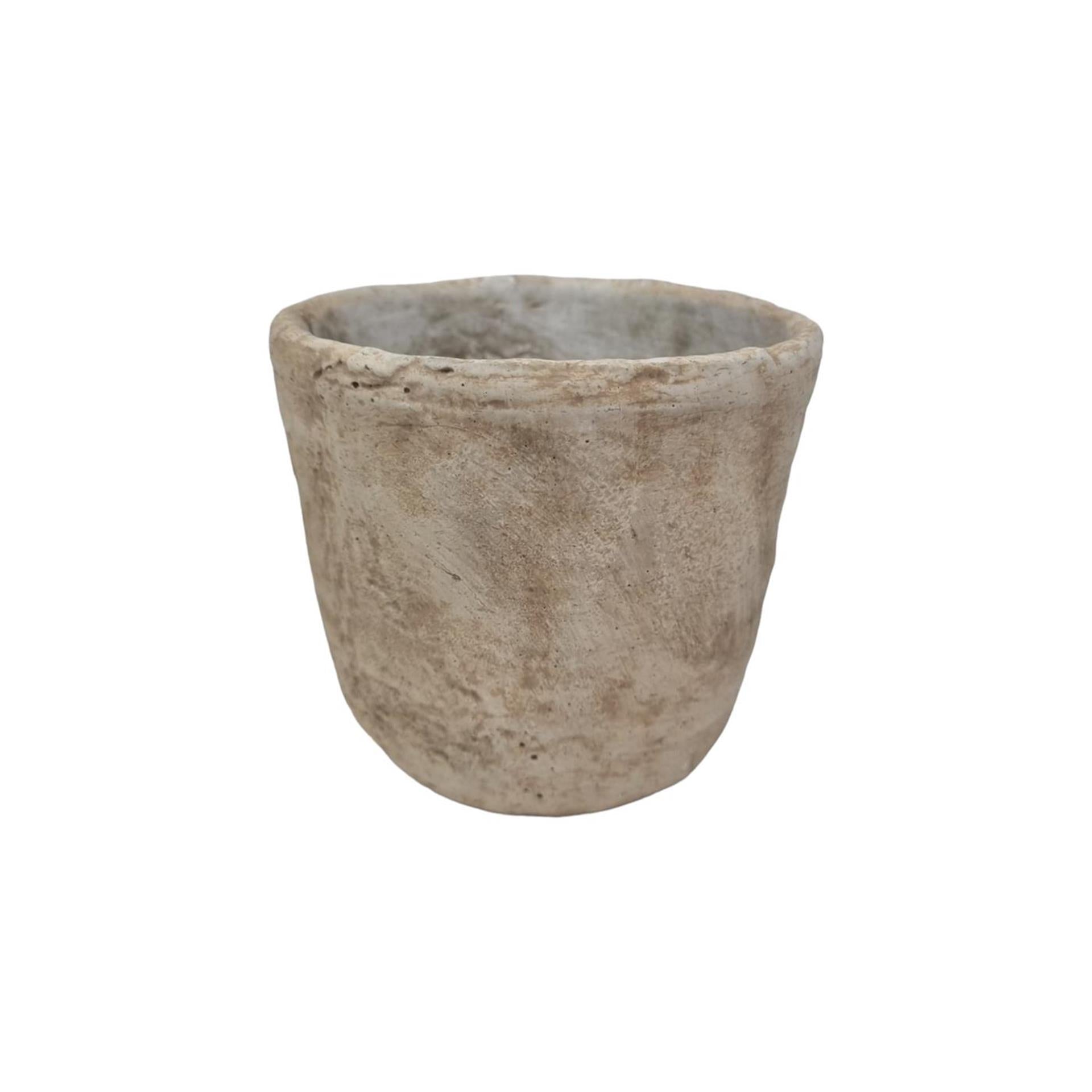 Pot de fleur ambiance manoir pierre crème 13,5x12cm