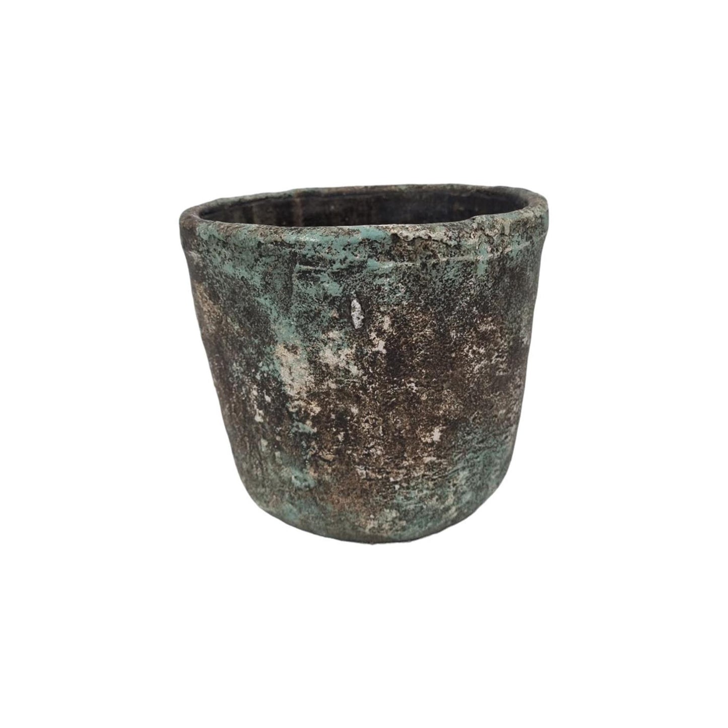 Pot de fleur ambiance manoir pierre marron 16x14cm