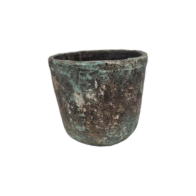 Pot de fleur ambiance manoir pierre marron 16x14cm