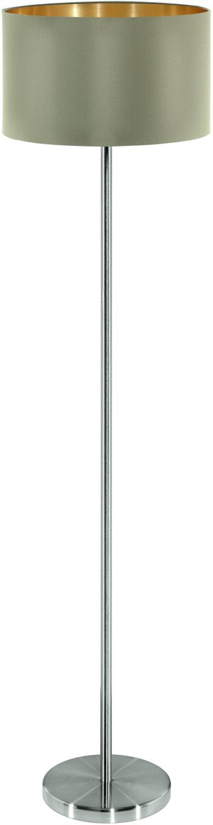Lampadaire Eglo maserlo - e27 - 151 cm - tissu - gris taupe or