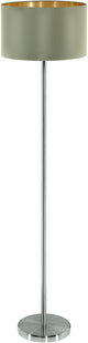 Lampadaire Eglo maserlo - e27 - 151 cm - tissu - gris taupe or