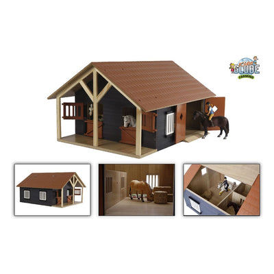 Kids Globe Globe Horse Stable avec 2 boîtes et stockage, 1:24