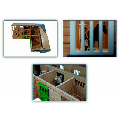 Kids Globe Globe Horse Corner stable avec 3 boîtes et stockage 1:24