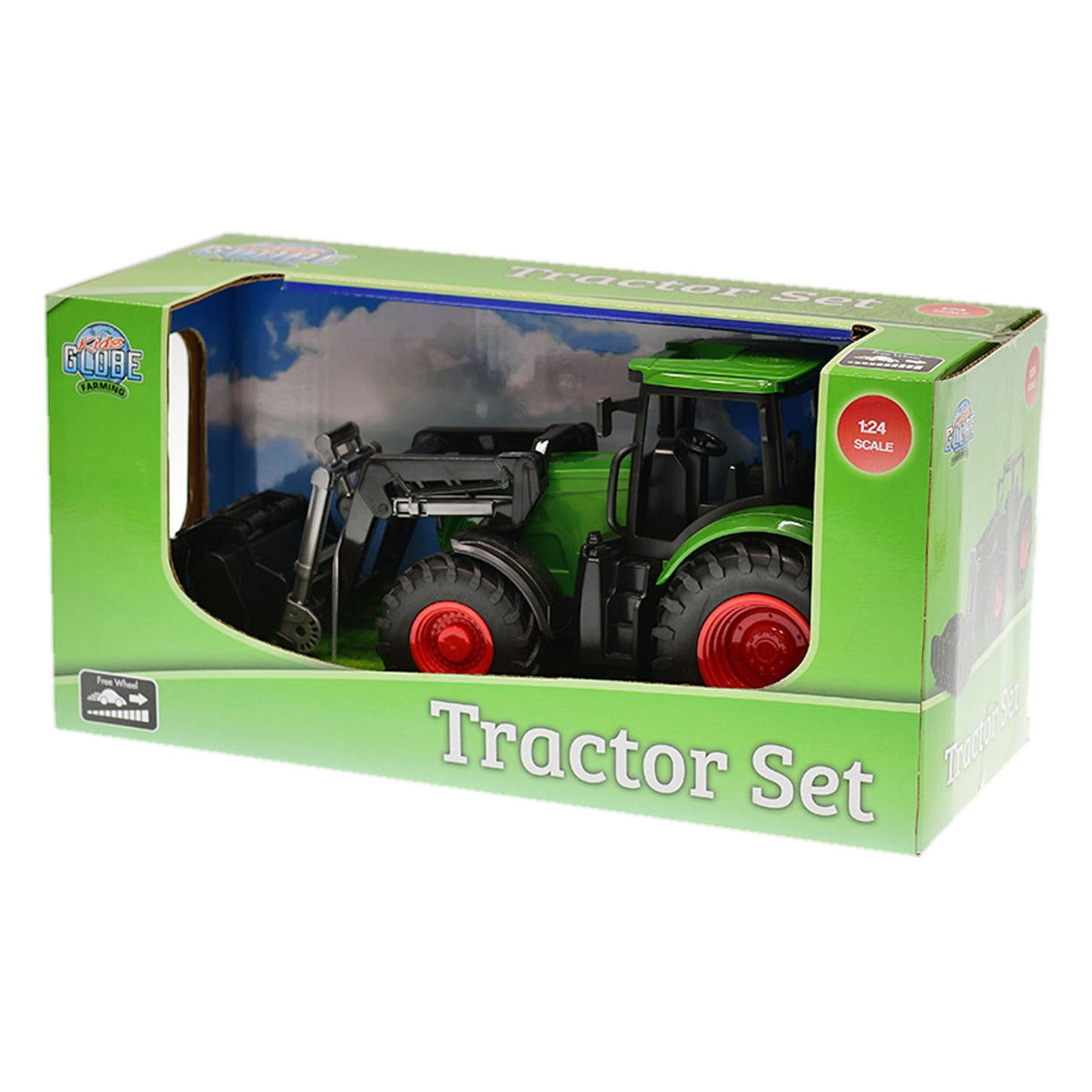 Tracteur Globe Globe Kids avec un chargeur frontal vert