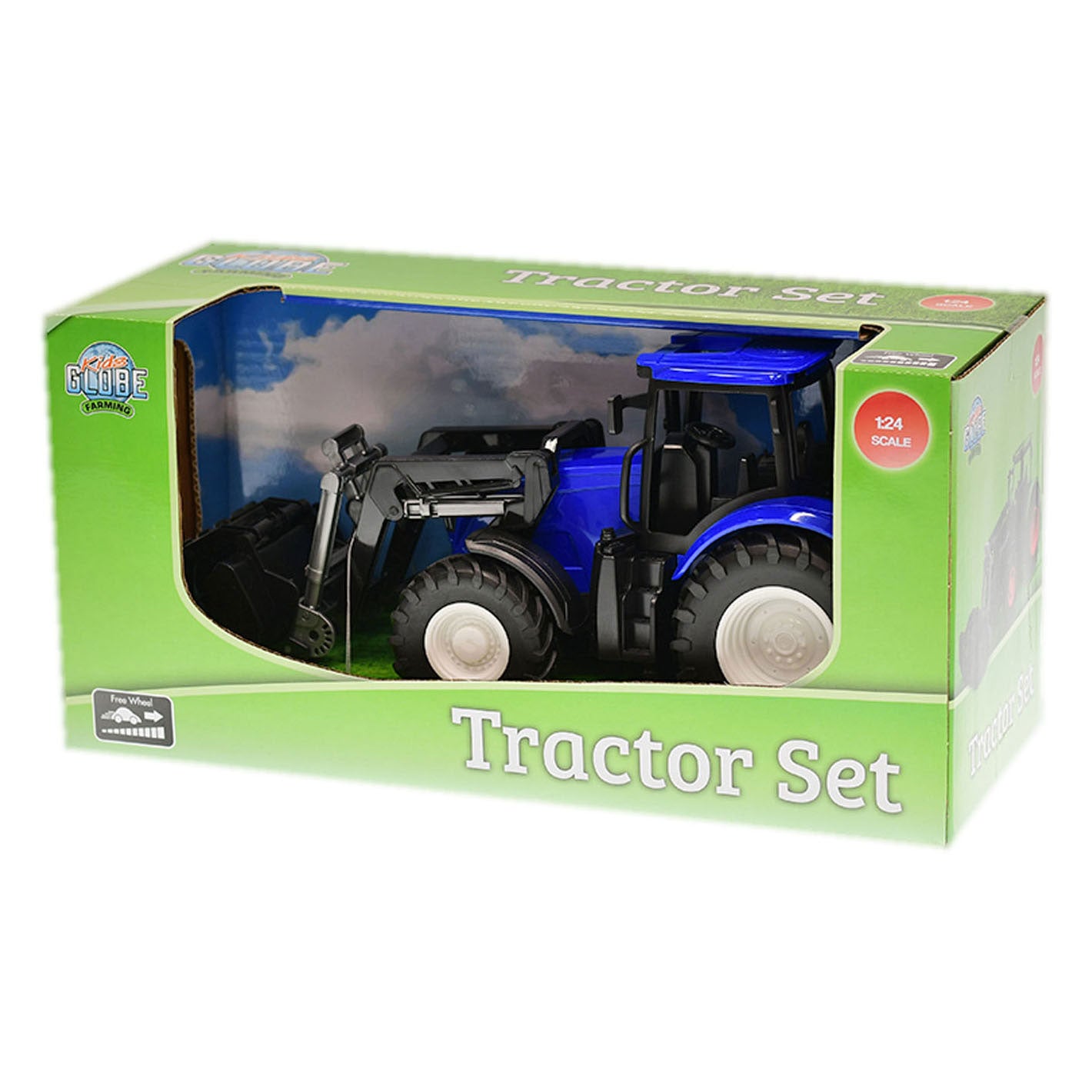 Tracteur Globe Globe Kids avec un chargeur frontal bleu