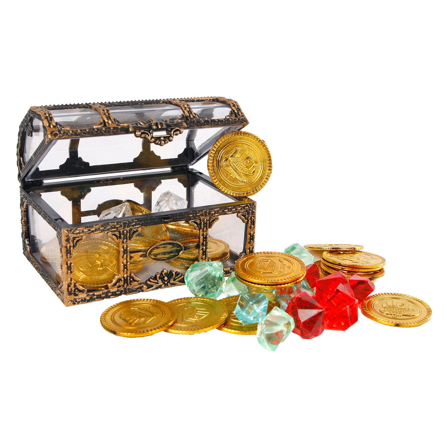 Trésor profond de destination avec pièces de monnaie et diamants, 61dlg.