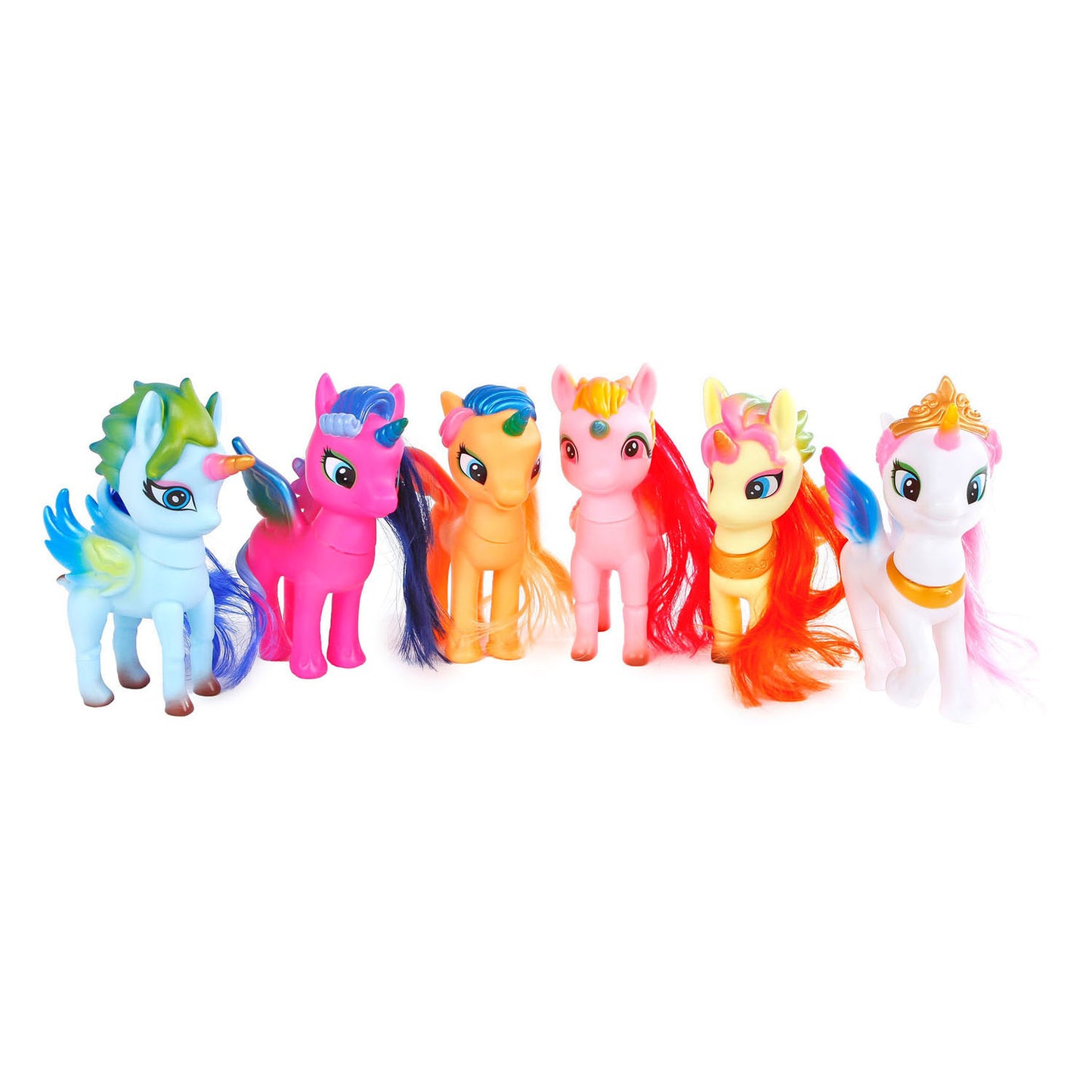 Playage de licorne avec les cheveux et la tête rotative, 14 cm