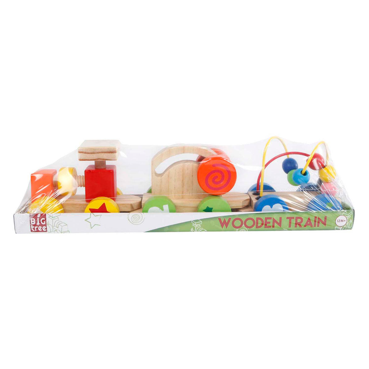 Train en bois avec des wagons d'activités, 3dlg.