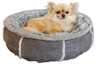 Panier de chien en palissandre en peluche gris