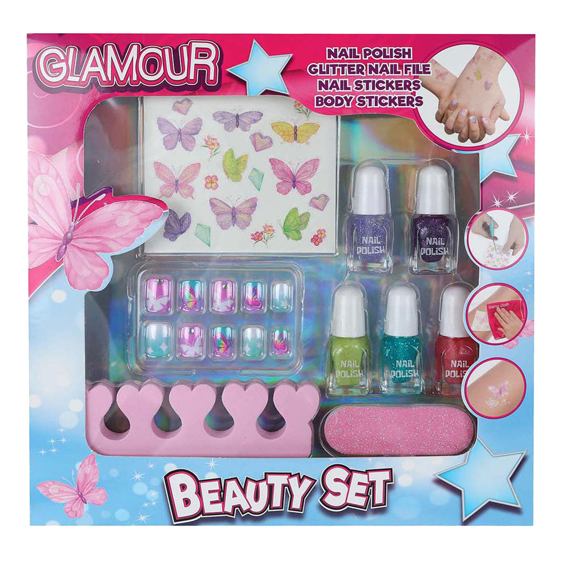 Ensemble de vernis à ongles de beauté glamour avec autocollants à ongles