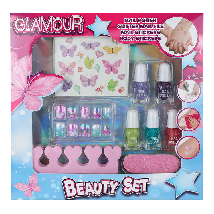 Ensemble de vernis à ongles de beauté glamour avec autocollants à ongles