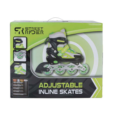 Street Rider en ligne Skeelers Green Black Réglable, taille 37-40