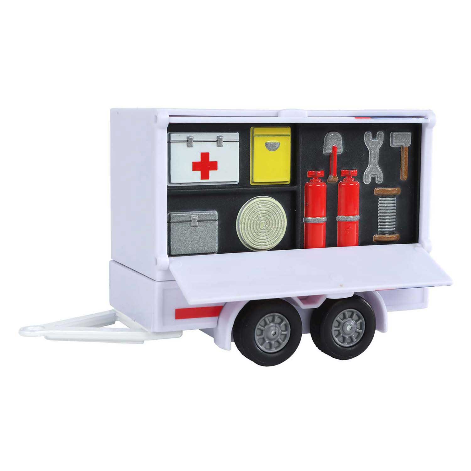 Ambulance transporteur VW Globe pour enfants avec remorque