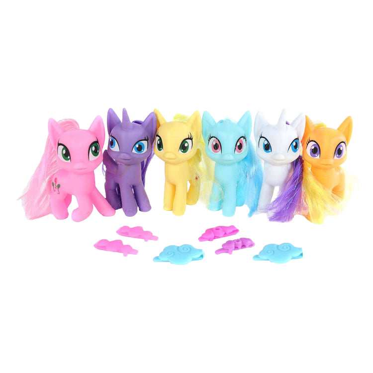 Figure de licorne avec cheveux et tête rotative avec accessoires, 9 cm