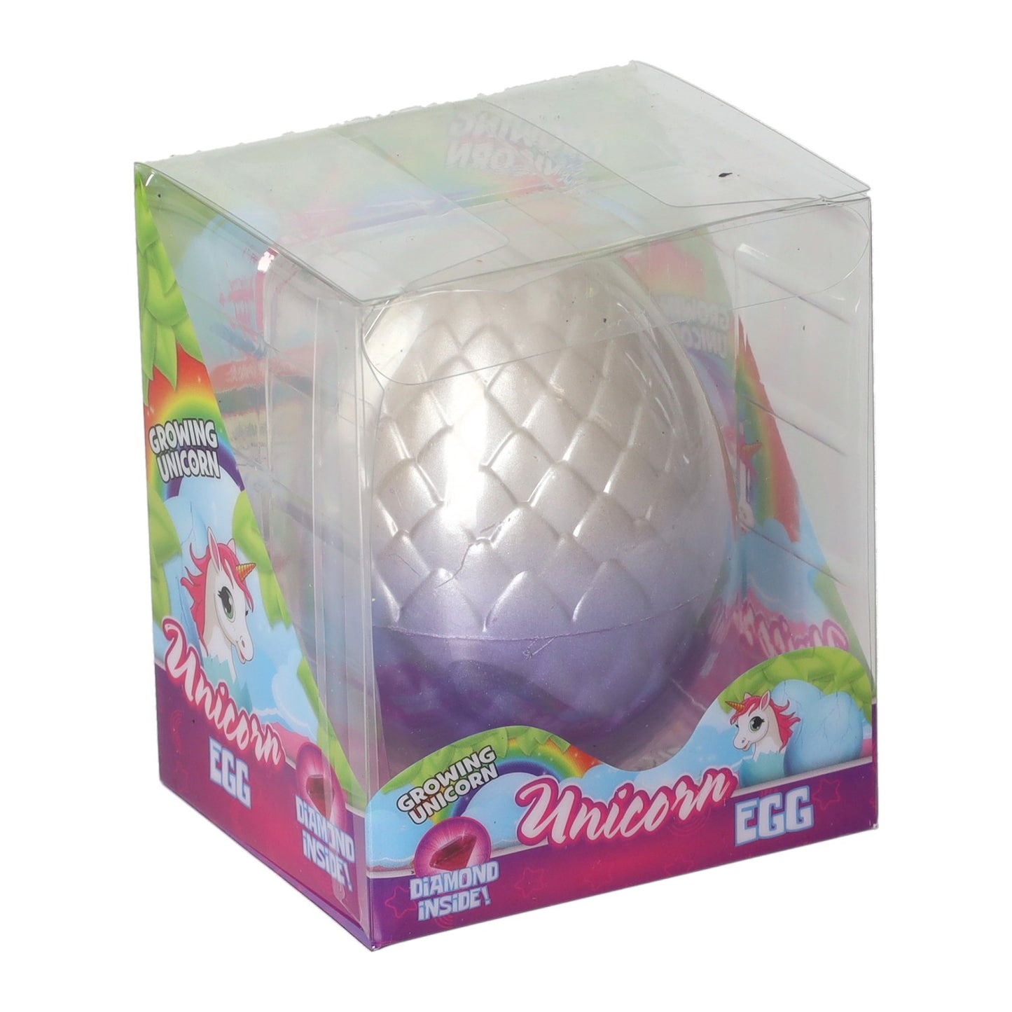 Oeuf de licorne avec licorne en croissance et diamant - 8 cm