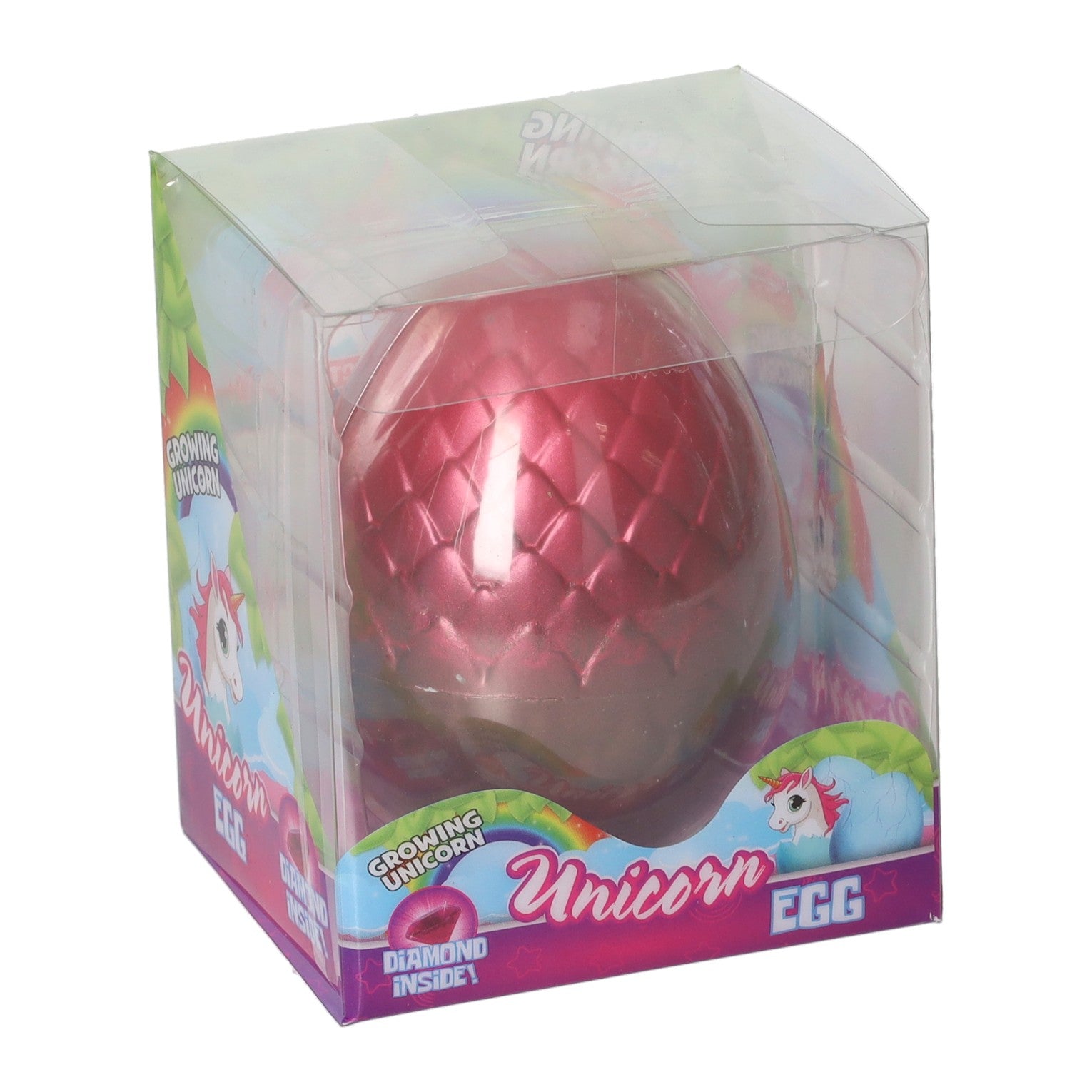 Oeuf de licorne avec licorne en croissance et diamant - 8 cm