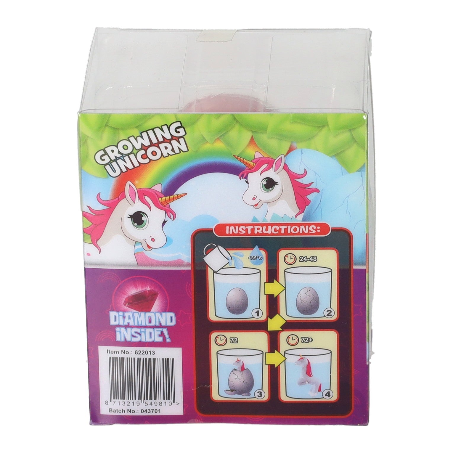 Oeuf de licorne avec licorne en croissance et diamant - 8 cm