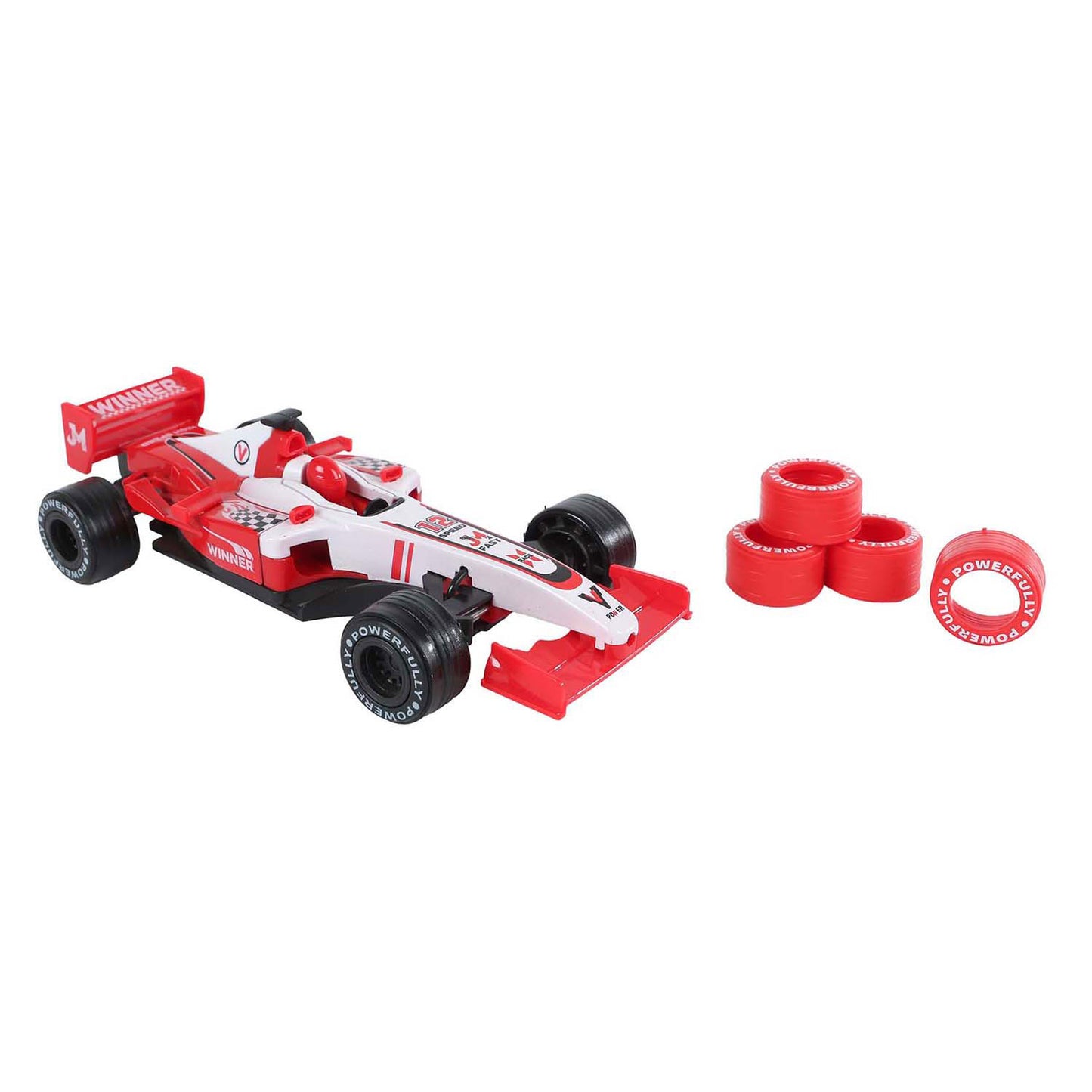 Voiture de course de formule 2 jeux avec pneus supplémentaires, retrait