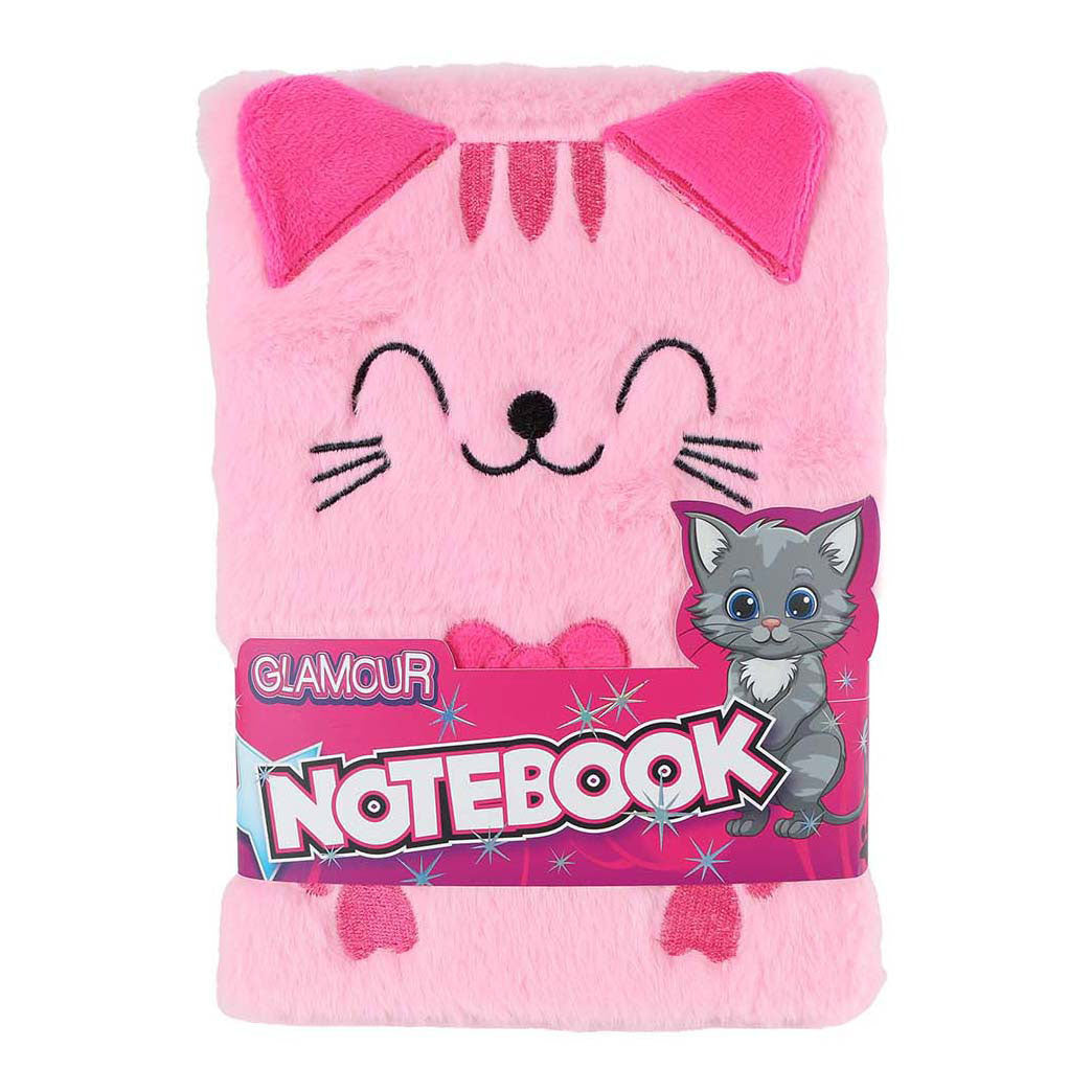 Carnet Glamour chat moelleux a5 rose - 80 pages.