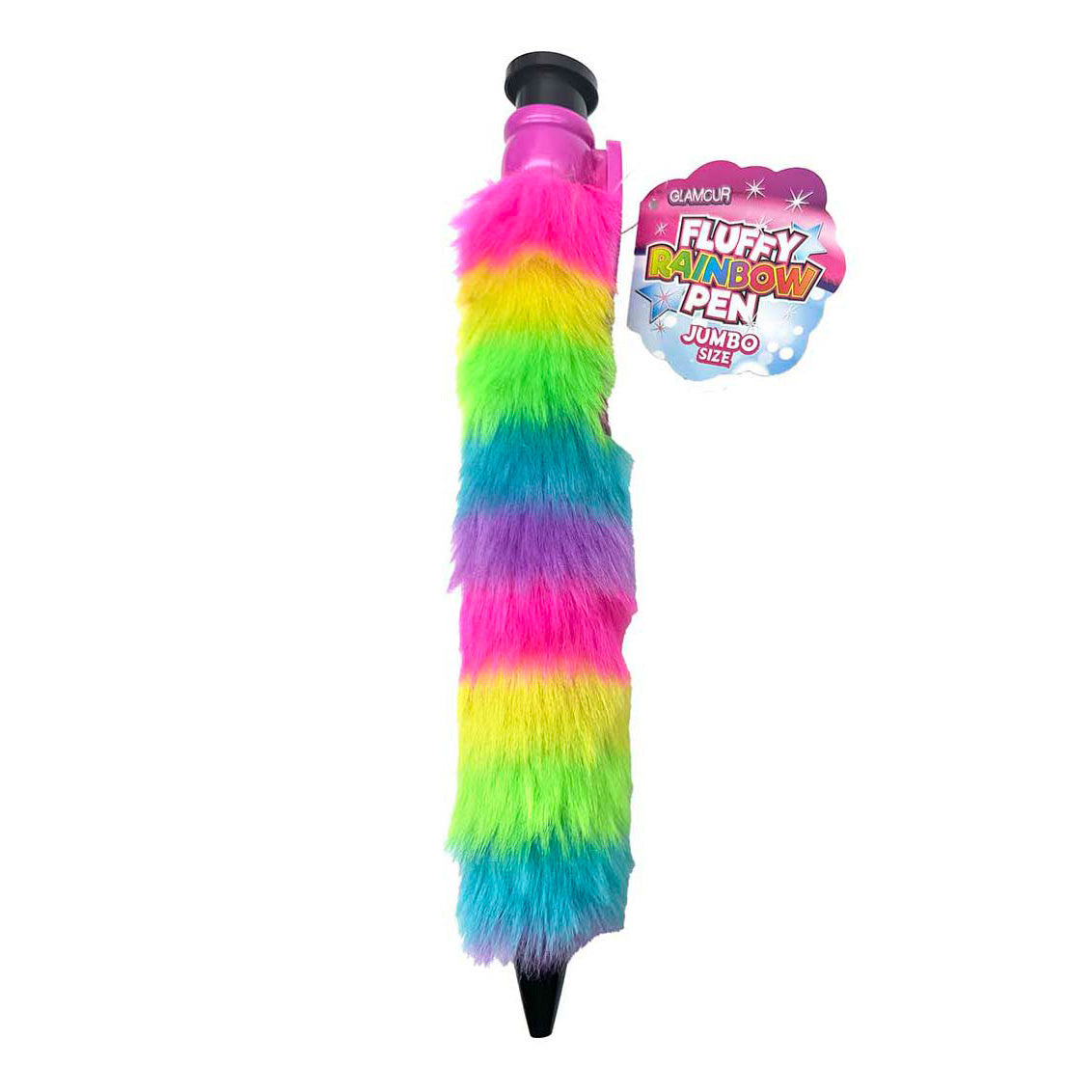 Stylo arc-en-ciel géant et pelucheux Glamour - 28 cm