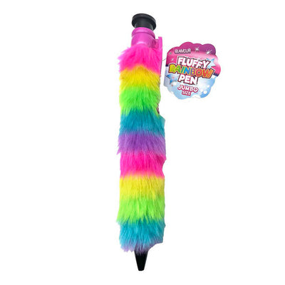 Stylo arc-en-ciel géant et pelucheux Glamour - 28 cm