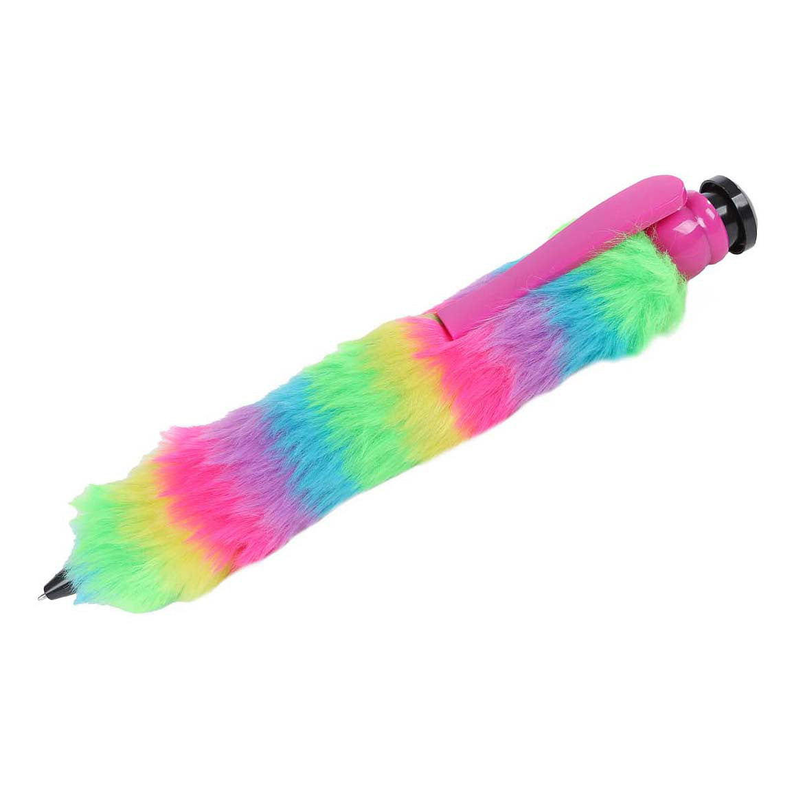 Stylo arc-en-ciel géant et pelucheux Glamour - 28 cm